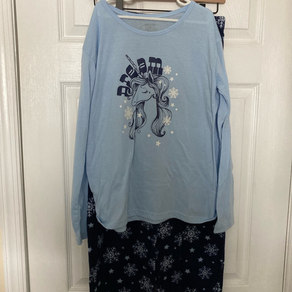 Cuddl Duds Light Blue Unicorn Pajama Set